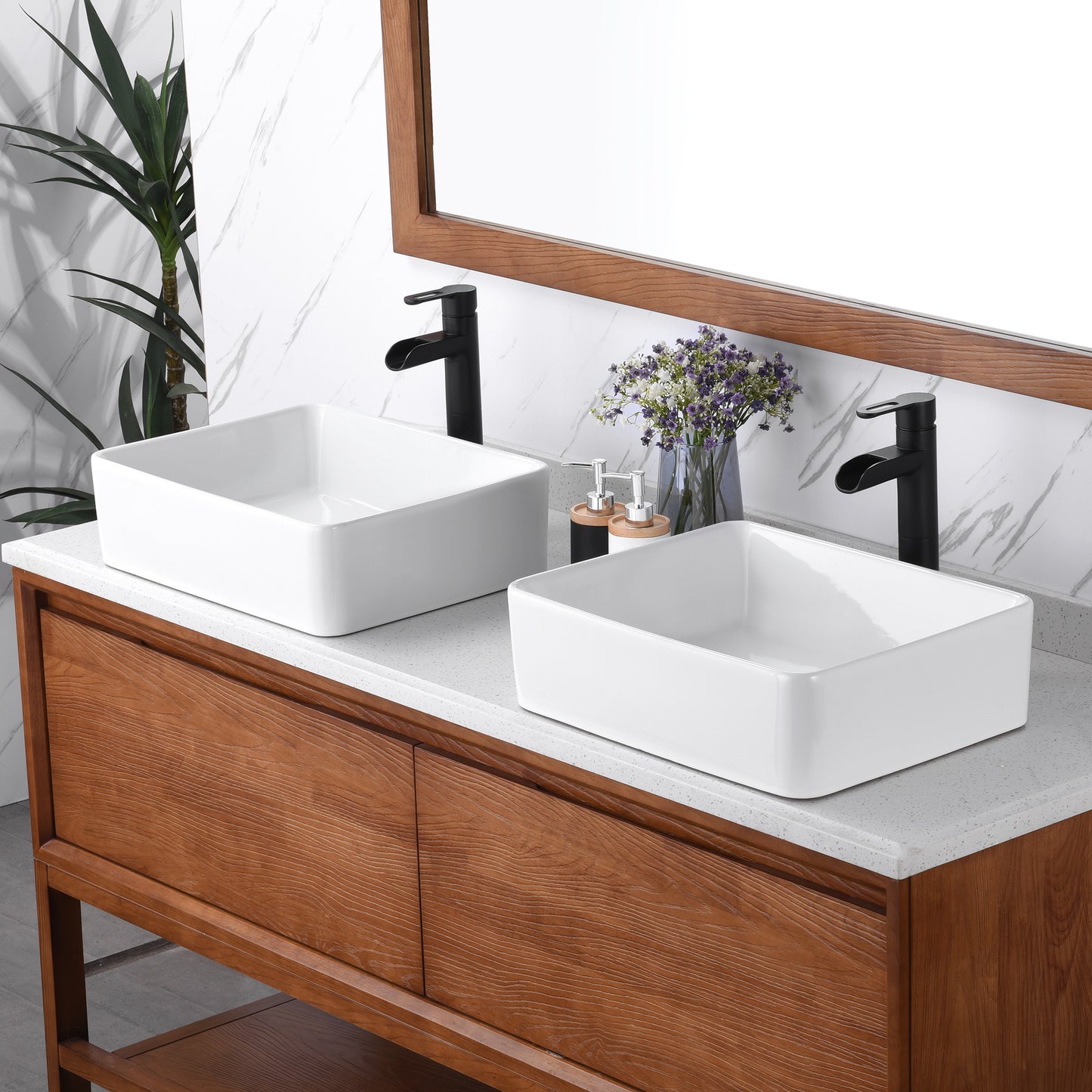 CS-013 Rectangular 19 in. Bathroom Ceramic Vessel Sink Art Basin in White