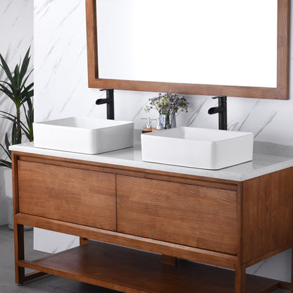 CS-013 Rectangular 19 in. Bathroom Ceramic Vessel Sink Art Basin in White
