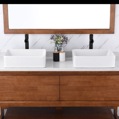 CS-013 Rectangular 19 in. Bathroom Ceramic Vessel Sink Art Basin in White