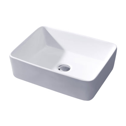 CS-013 Rectangular 19 in. Bathroom Ceramic Vessel Sink Art Basin in White