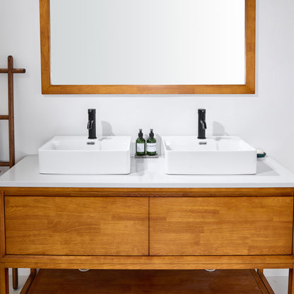 CS-033-GW Rectangular 20 in. Bathroom Ceramic Vessel Sink Art Basin in White