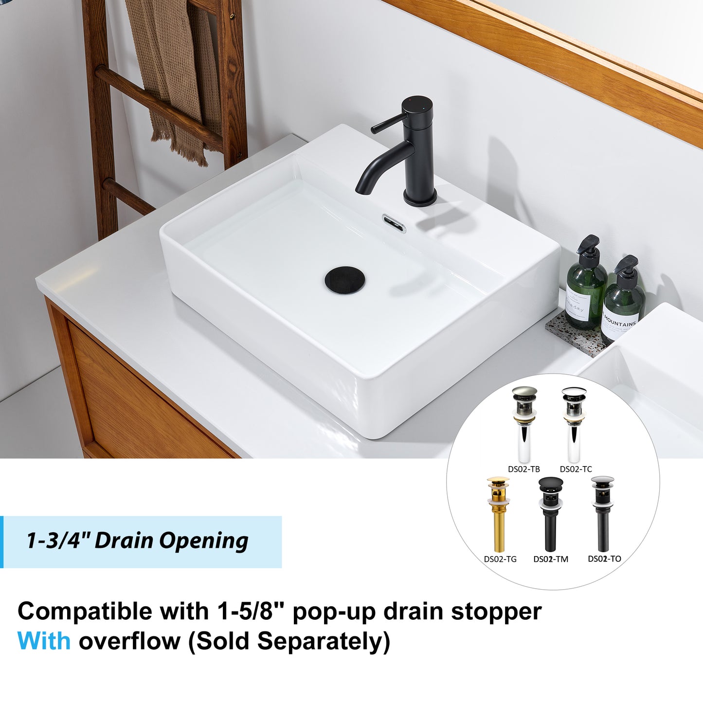 CS-033-GW Rectangular 20 in. Bathroom Ceramic Vessel Sink Art Basin in White