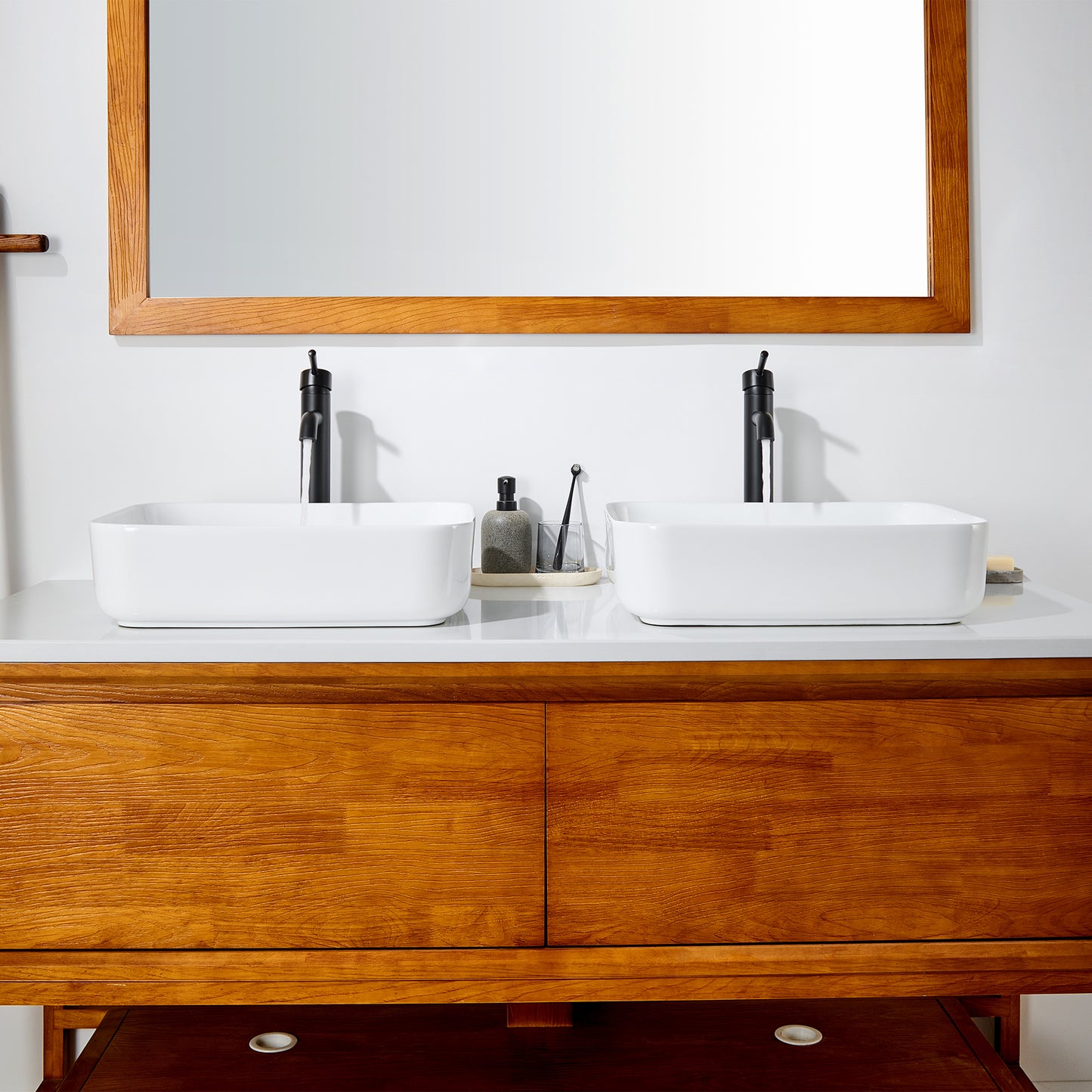 CS-034-GW Rectangular 20-1/4 in. Bathroom Ceramic Vessel Sink Art Basin in Glossy White