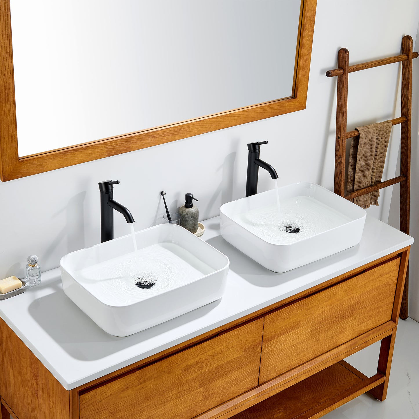 CS-034-GW Rectangular 20-1/4 in. Bathroom Ceramic Vessel Sink Art Basin in Glossy White