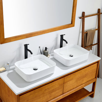 CS-034-GW Rectangular 20-1/4 in. Bathroom Ceramic Vessel Sink Art Basin in Glossy White