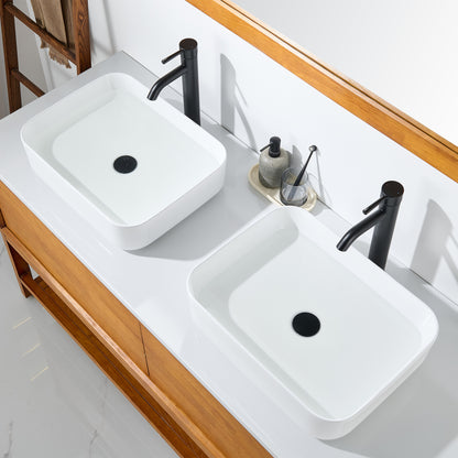 CS-034-GW Rectangular 20-1/4 in. Bathroom Ceramic Vessel Sink Art Basin in Glossy White