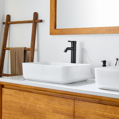 CS-034-GW Rectangular 20-1/4 in. Bathroom Ceramic Vessel Sink Art Basin in Glossy White