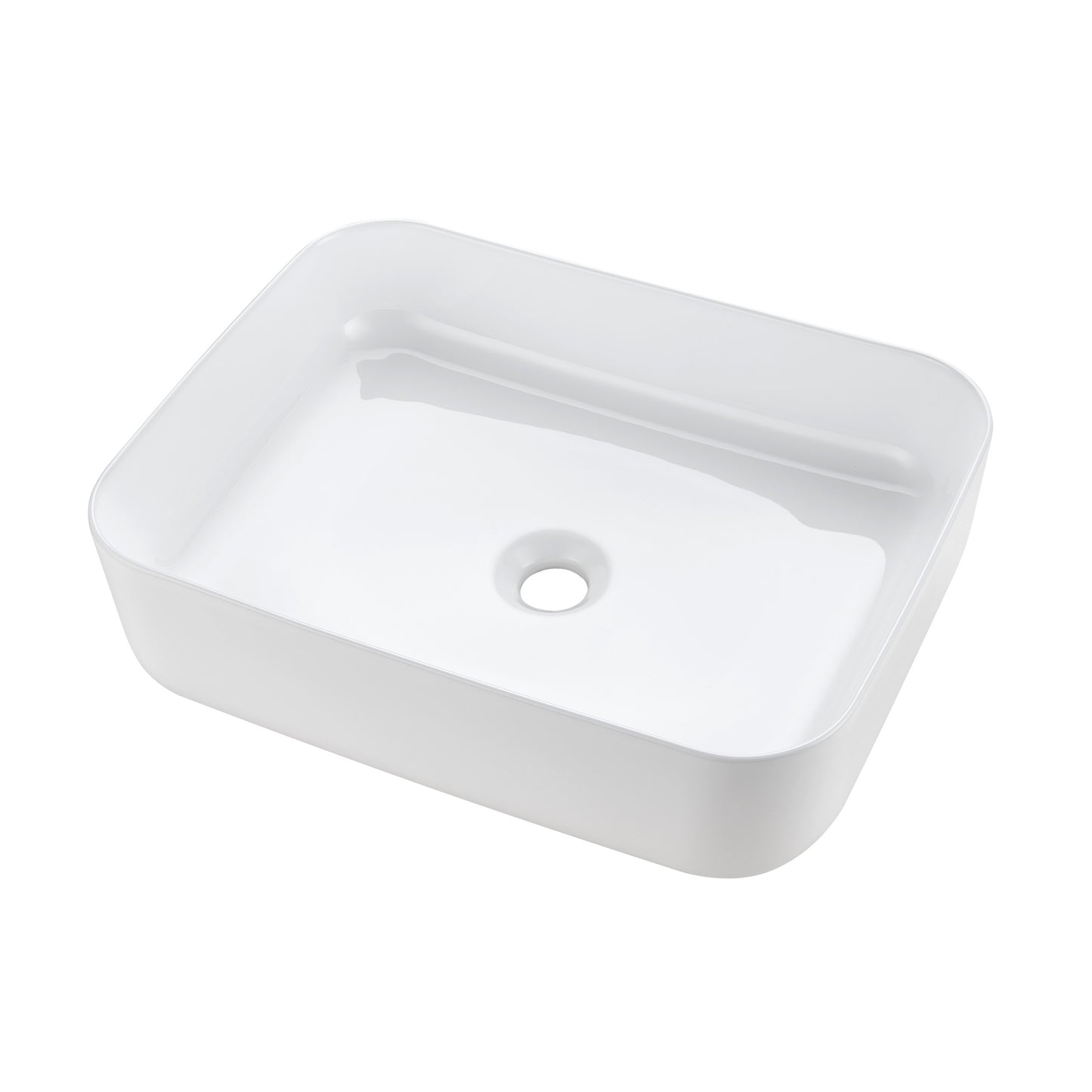 CS-034-GW Rectangular 20-1/4 in. Bathroom Ceramic Vessel Sink Art Basin in Glossy White