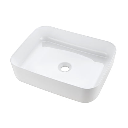 CS-034-GW Rectangular 20-1/4 in. Bathroom Ceramic Vessel Sink Art Basin in Glossy White