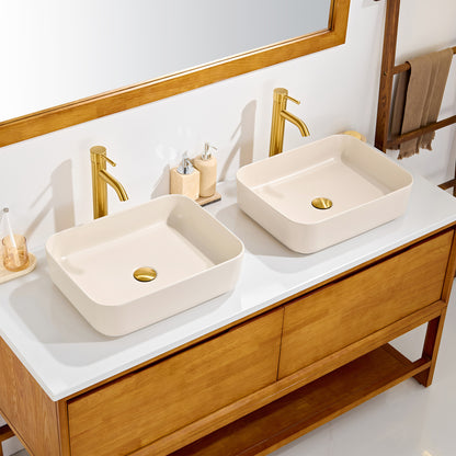 CS-034-MK Rectangular 20-1/4 in. Bathroom Ceramic Vessel Sink Art Basin in Matte Khaki