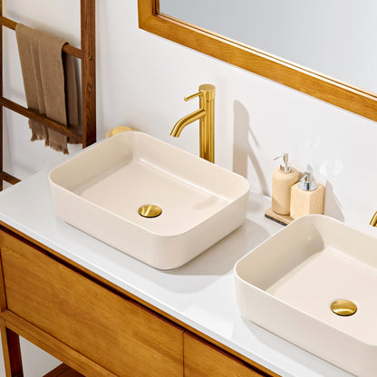 CS-034-MK Rectangular 20-1/4 in. Bathroom Ceramic Vessel Sink Art Basin in Matte Khaki
