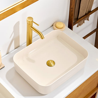 CS-034-MK Rectangular 20-1/4 in. Bathroom Ceramic Vessel Sink Art Basin in Matte Khaki