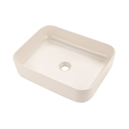 CS-034-MK Rectangular 20-1/4 in. Bathroom Ceramic Vessel Sink Art Basin in Matte Khaki