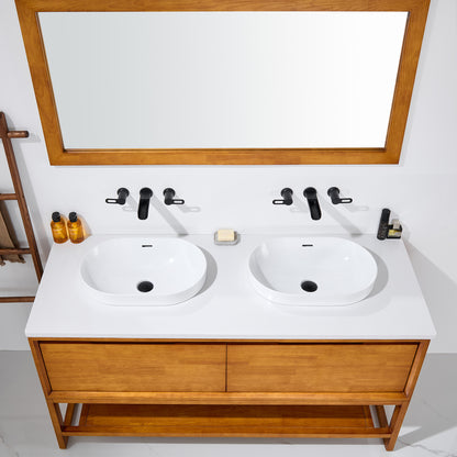 CS-035-GW Oval 21-1/4 in. Drop-In Ceramic Bathroom Sink in White