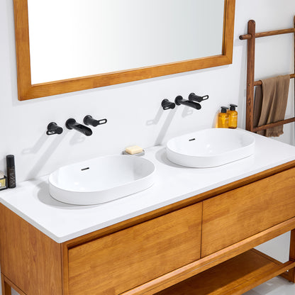 CS-035-GW Oval 21-1/4 in. Drop-In Ceramic Bathroom Sink in White