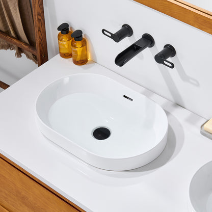 CS-035-GW Oval 21-1/4 in. Drop-In Ceramic Bathroom Sink in White