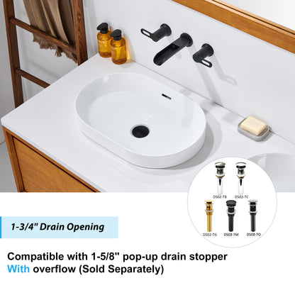 CS-035-GW Oval 21-1/4 in. Drop-In Ceramic Bathroom Sink in White