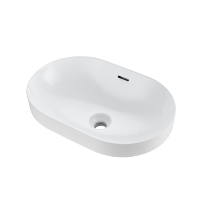 CS-035-GW Oval 21-1/4 in. Drop-In Ceramic Bathroom Sink in White