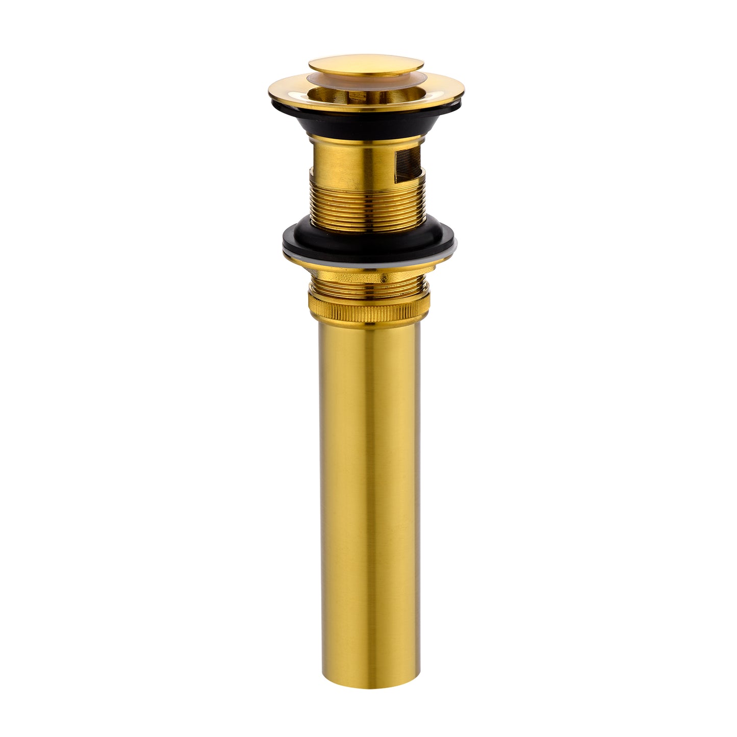 DS04-TG 1-1/2 in. Brass Bathroom and Vessel Sink Push Pop-Up Drain Stopper With Overflow in Brushed Gold
