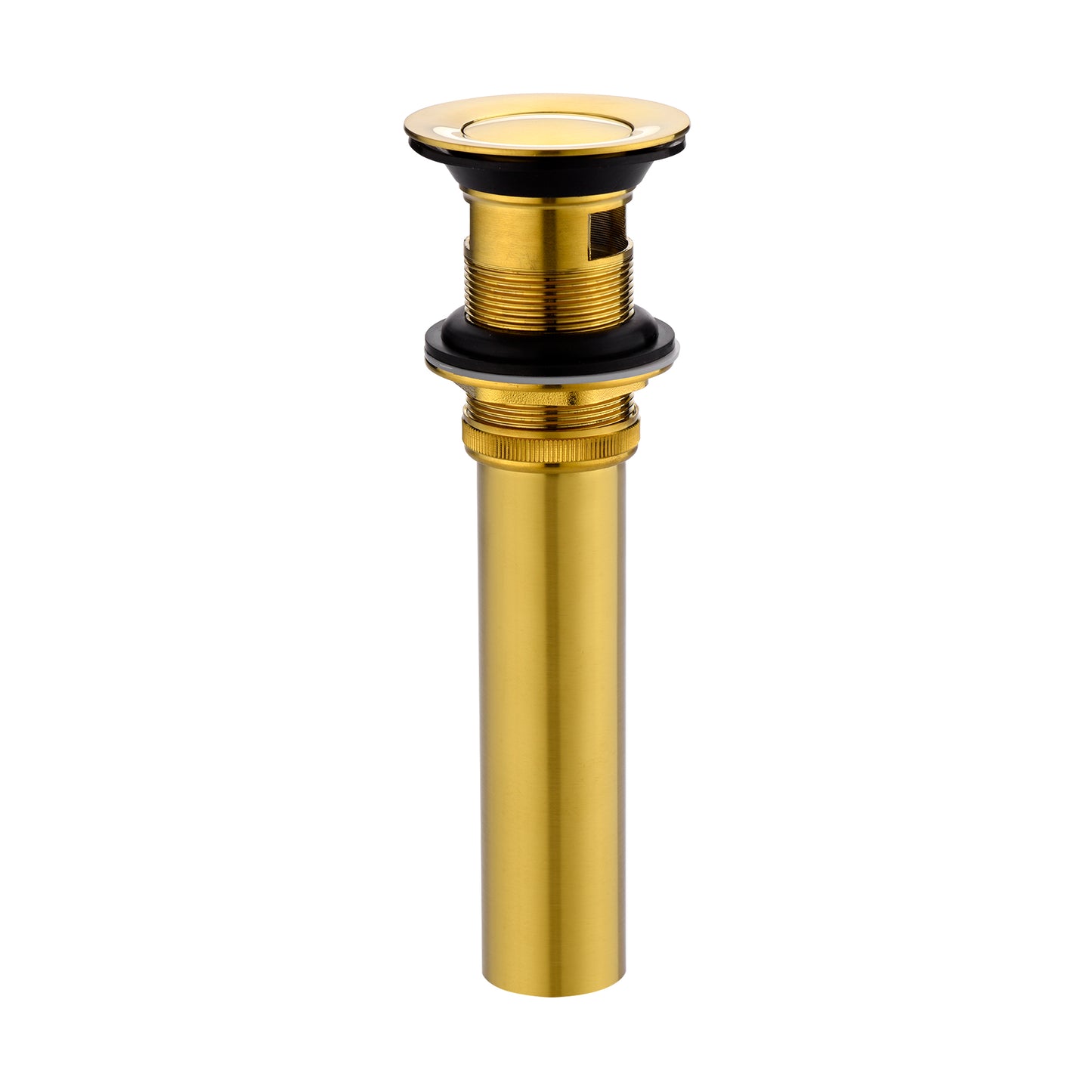 DS04-TG 1-1/2 in. Brass Bathroom and Vessel Sink Push Pop-Up Drain Stopper With Overflow in Brushed Gold