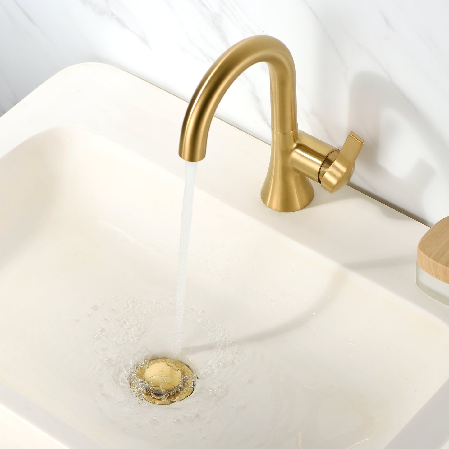 DS04-TG 1-1/2 in. Brass Bathroom and Vessel Sink Push Pop-Up Drain Stopper With Overflow in Brushed Gold