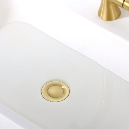 DS04-TG 1-1/2 in. Brass Bathroom and Vessel Sink Push Pop-Up Drain Stopper With Overflow in Brushed Gold