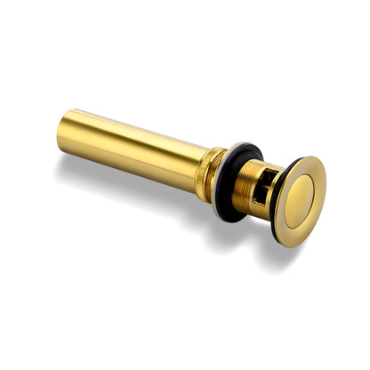 DS04-TG 1-1/2 in. Brass Bathroom and Vessel Sink Push Pop-Up Drain Stopper With Overflow in Brushed Gold