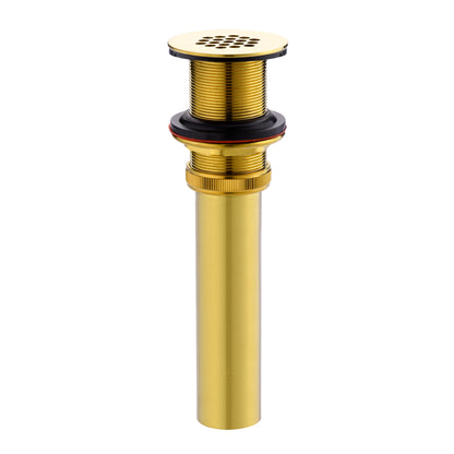 DS05-TG 1-1/2 in. Brass Bathroom and Vessel Sink Grid Drain Stopper Strainer with No Overflow in Brushed Gold