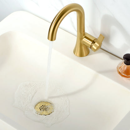 DS05-TG 1-1/2 in. Brass Bathroom and Vessel Sink Grid Drain Stopper Strainer with No Overflow in Brushed Gold