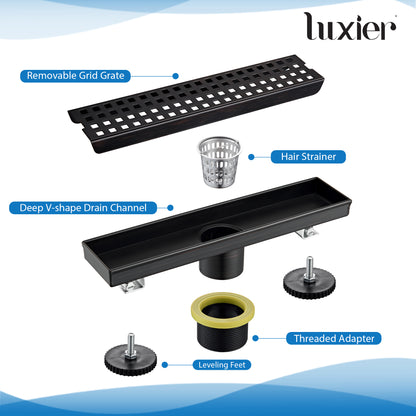 FD01-12-TO 12 in. Stainless Steel Linear Shower Drain with Square Pattern Drain Cover in Oil Rubbed Bronze