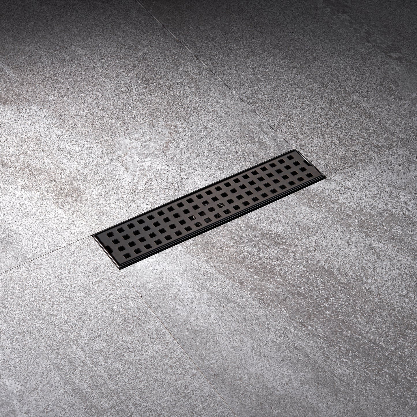 FD01-12-TO 12 in. Stainless Steel Linear Shower Drain with Square Pattern Drain Cover in Oil Rubbed Bronze