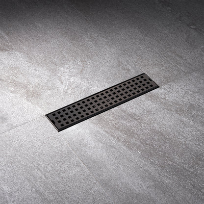 FD01-12-TO 12 in. Stainless Steel Linear Shower Drain with Square Pattern Drain Cover in Oil Rubbed Bronze