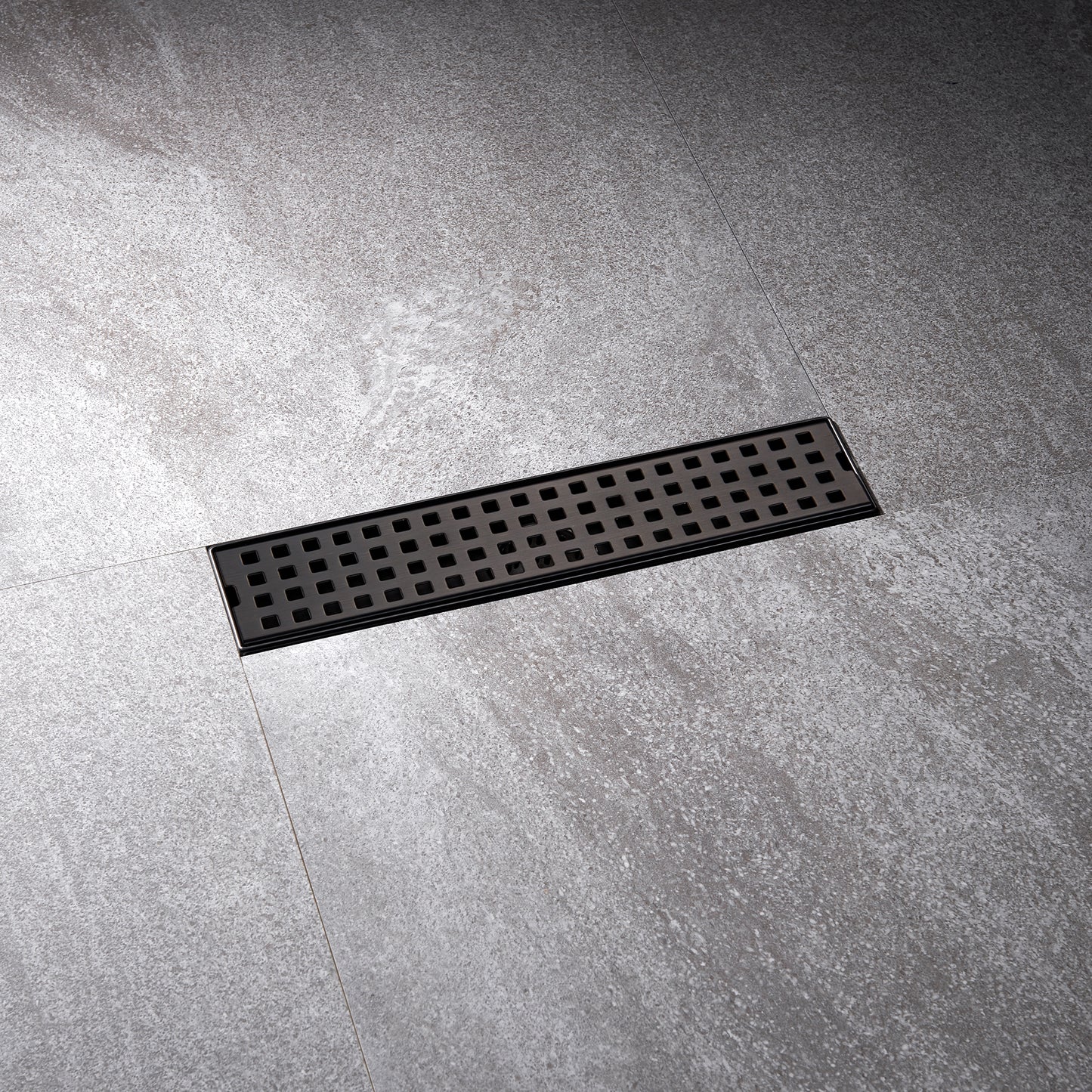 FD01-12-TO 12 in. Stainless Steel Linear Shower Drain with Square Pattern Drain Cover in Oil Rubbed Bronze