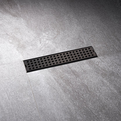 FD01-12-TO 12 in. Stainless Steel Linear Shower Drain with Square Pattern Drain Cover in Oil Rubbed Bronze