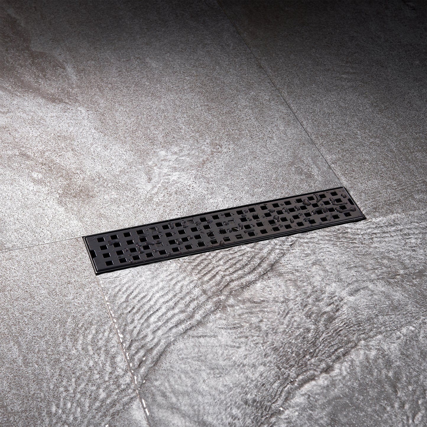 FD01-12-TO 12 in. Stainless Steel Linear Shower Drain with Square Pattern Drain Cover in Oil Rubbed Bronze