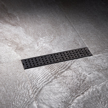 FD01-12-TO 12 in. Stainless Steel Linear Shower Drain with Square Pattern Drain Cover in Oil Rubbed Bronze