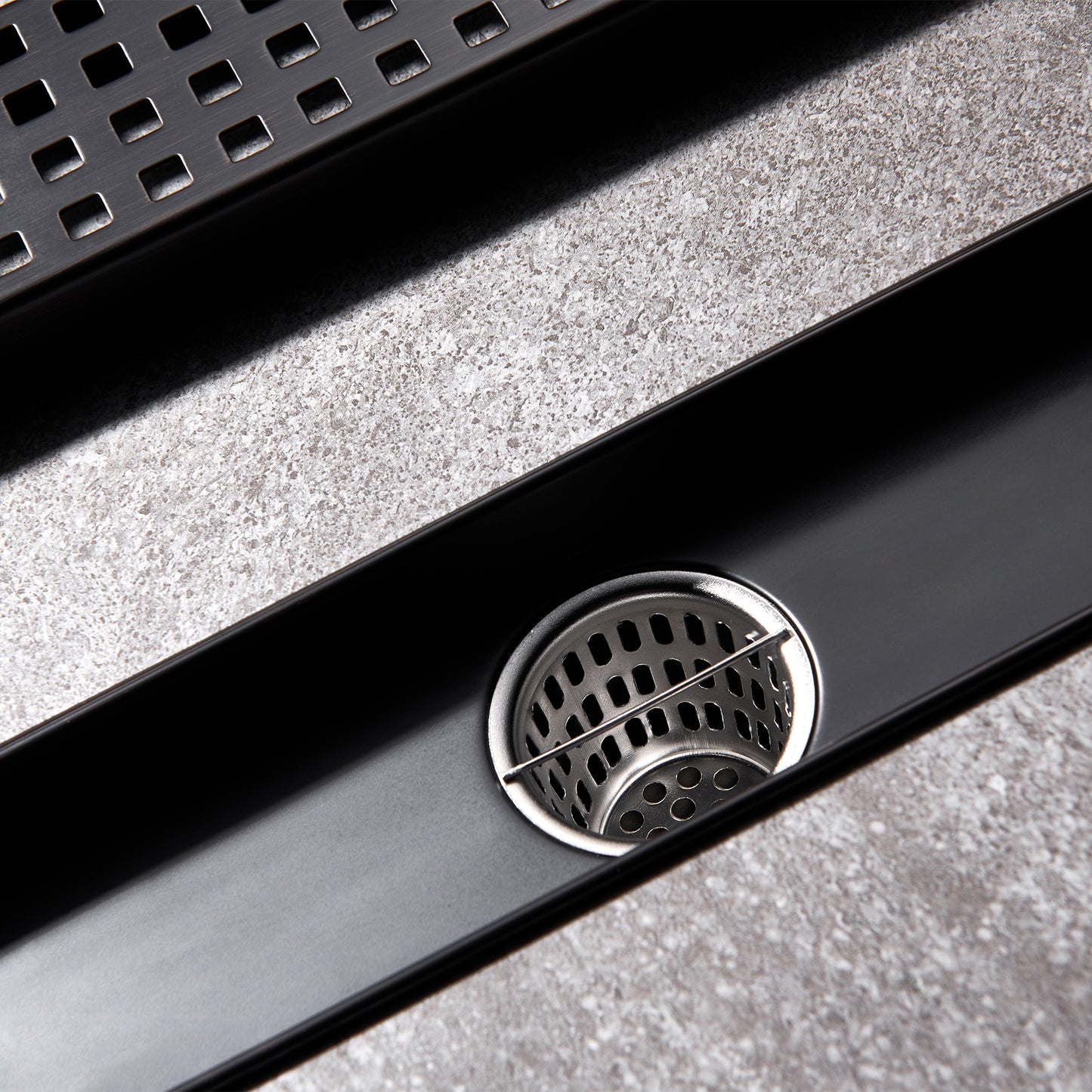 FD01-12-TO 12 in. Stainless Steel Linear Shower Drain with Square Pattern Drain Cover in Oil Rubbed Bronze