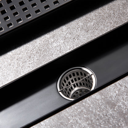 FD01-12-TO 12 in. Stainless Steel Linear Shower Drain with Square Pattern Drain Cover in Oil Rubbed Bronze
