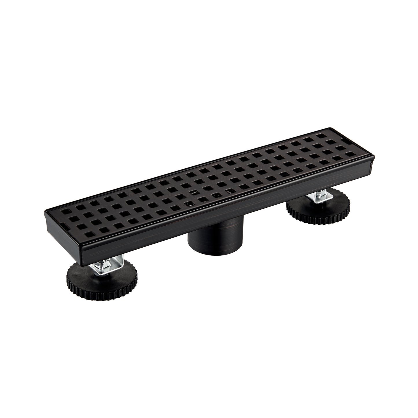 FD01-12-TO 12 in. Stainless Steel Linear Shower Drain with Square Pattern Drain Cover in Oil Rubbed Bronze