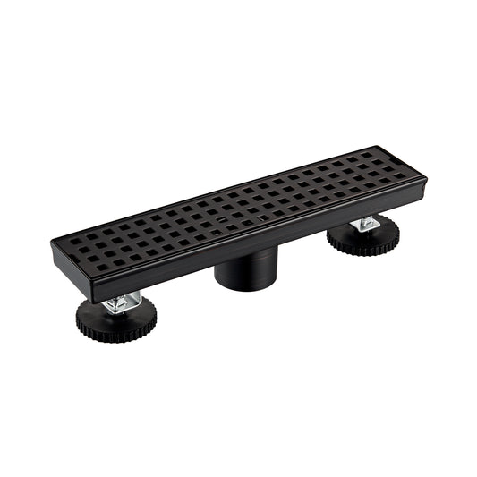 FD01-12-TO 12 in. Stainless Steel Linear Shower Drain with Square Pattern Drain Cover in Oil Rubbed Bronze