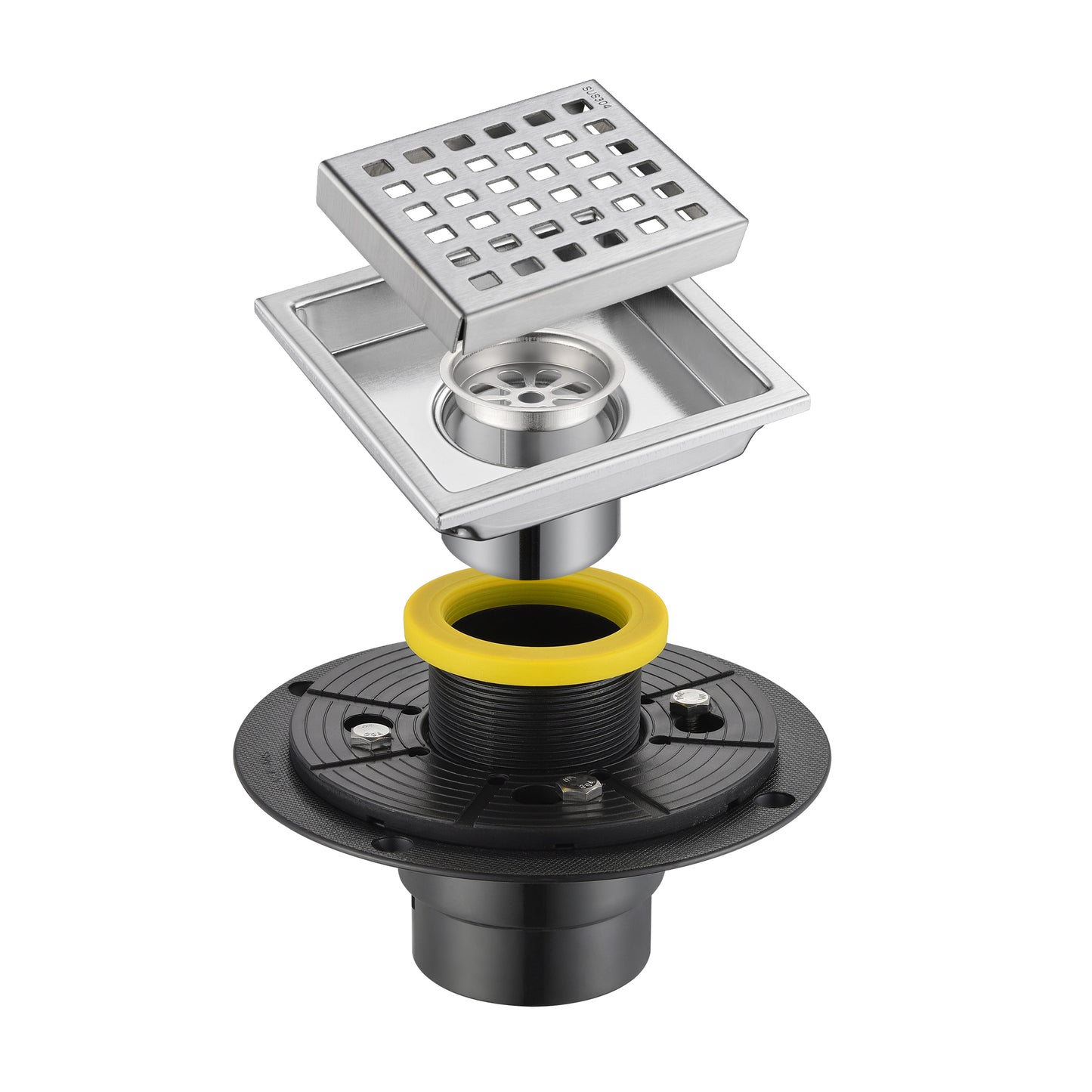 FD01-4-TB 4 in. x 4 in. Stainless Steel Square Shower Floor Drain in Stainless Steel