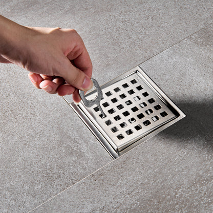 FD01-4-TB 4 in. x 4 in. Stainless Steel Square Shower Floor Drain in Stainless Steel