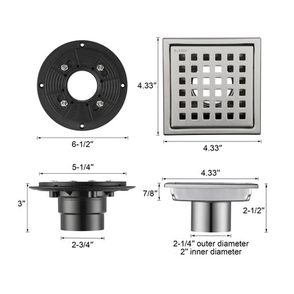 FD01-4-TB 4 in. x 4 in. Stainless Steel Square Shower Floor Drain in Stainless Steel