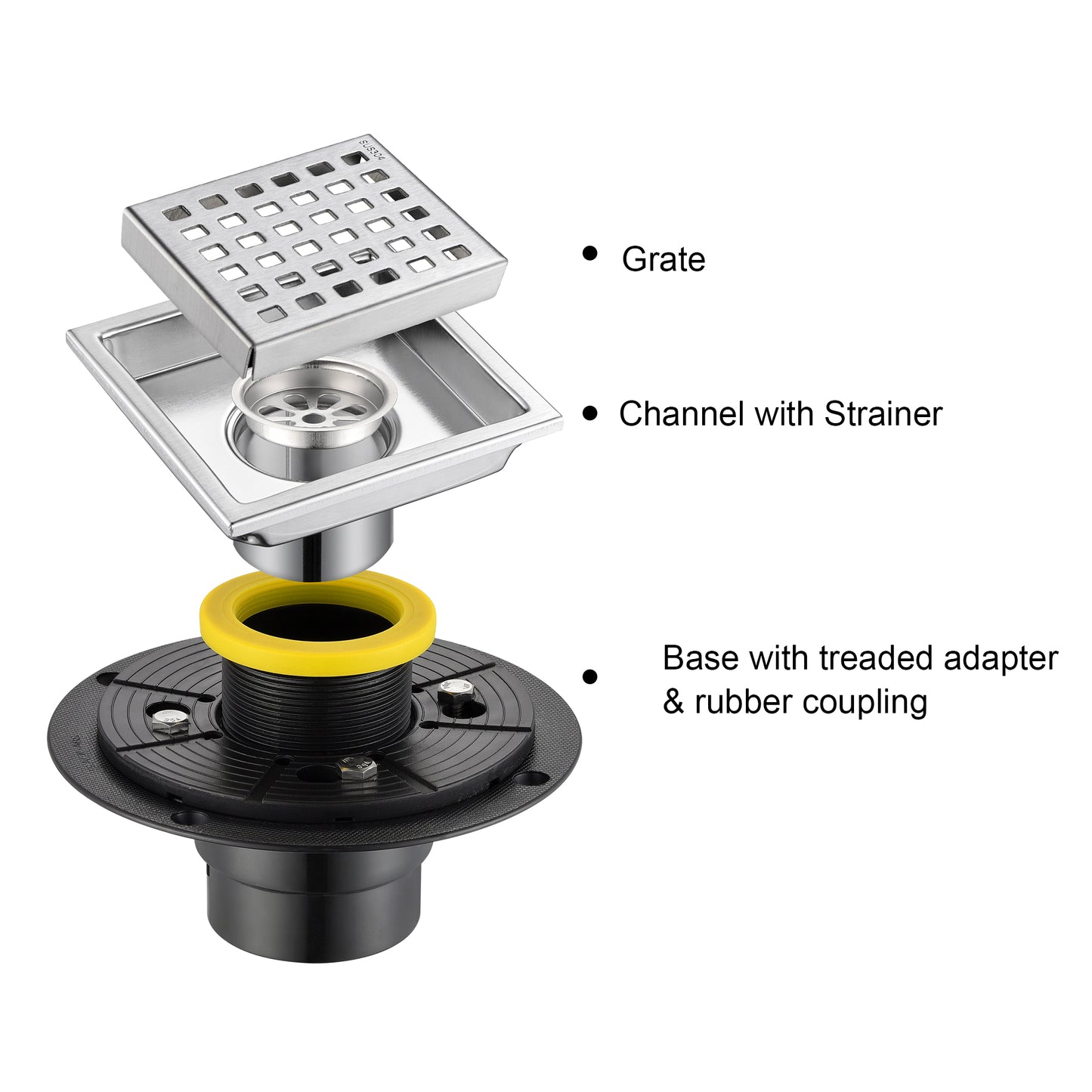 FD01-4-TB 4 in. x 4 in. Stainless Steel Square Shower Floor Drain in Stainless Steel