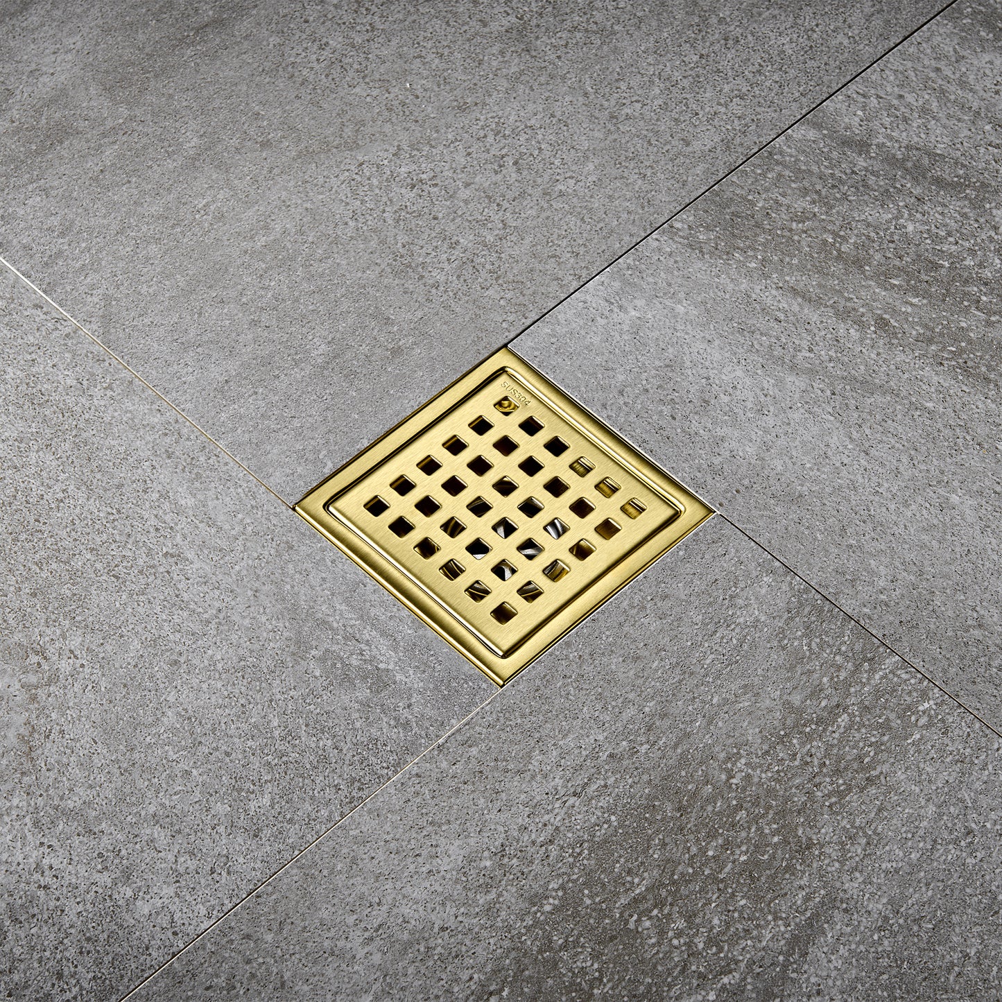 FD01-4-TG 4 in. x 4 in. Stainless Steel Square Shower Floor Drain in Brushed Gold