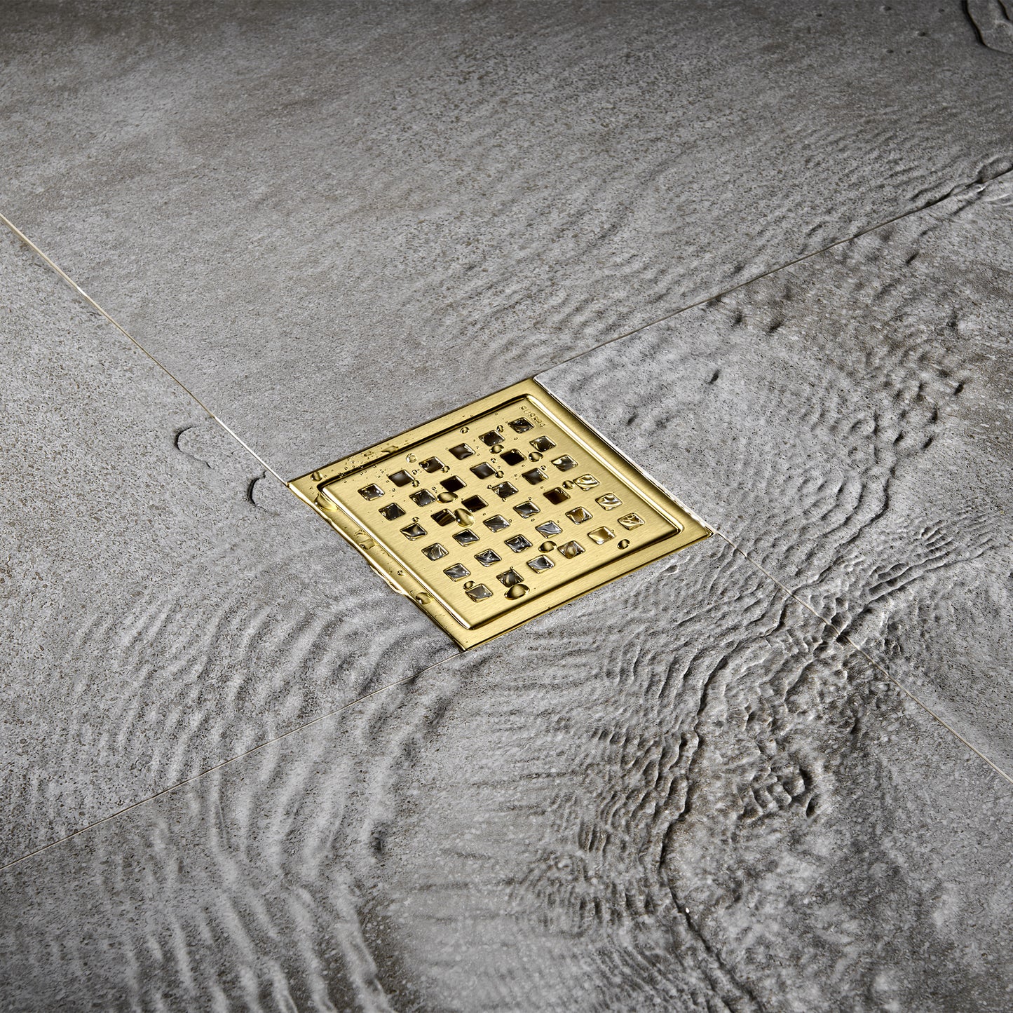 FD01-4-TG 4 in. x 4 in. Stainless Steel Square Shower Floor Drain in Brushed Gold