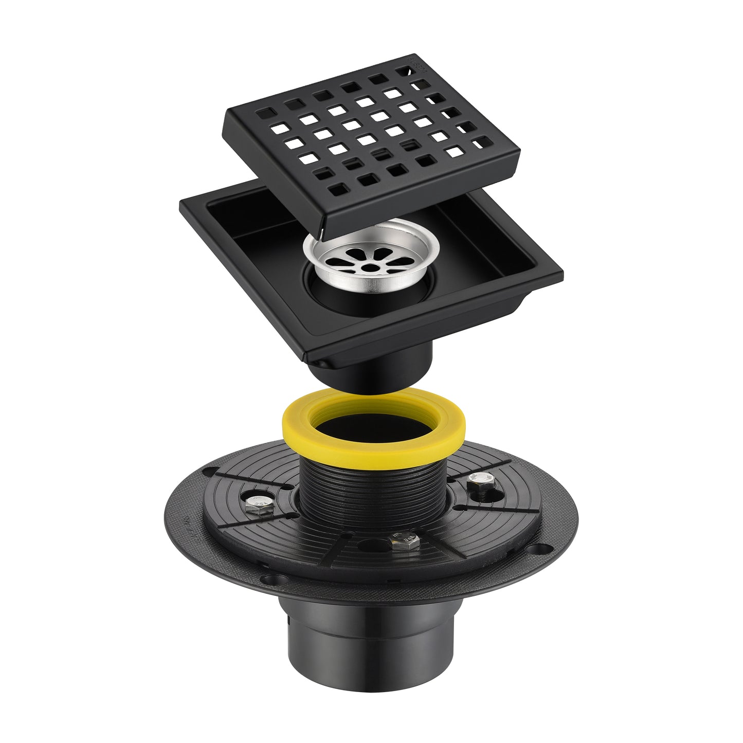 FD01-4-TM 4 in. x 4 in. Stainless Steel Square Shower Floor Drain in Matte Black