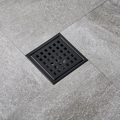 FD01-4-TM 4 in. x 4 in. Stainless Steel Square Shower Floor Drain in Matte Black