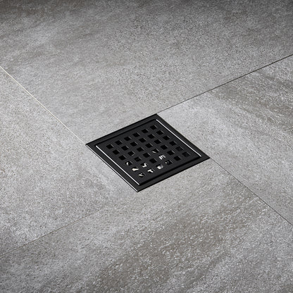 FD01-4-TM 4 in. x 4 in. Stainless Steel Square Shower Floor Drain in Matte Black