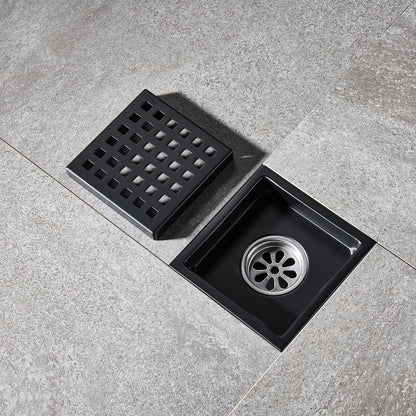 FD01-4-TM 4 in. x 4 in. Stainless Steel Square Shower Floor Drain in Matte Black